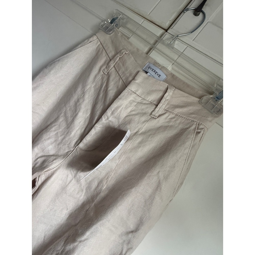 Evereve Women Oatmeal Beige Tencel Blend Wide Leg High Rise Trousers Size 24 NWT